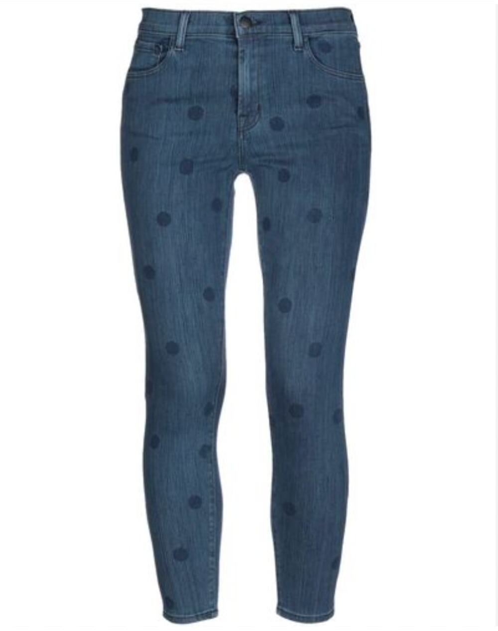 J BRAND Blue Cotton Blend Polka-Dot Mid-Rise Aerial Skinny Cropped Jeans Size 28